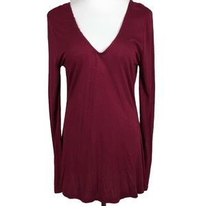 Tobi L Woman's Long Sleeve Top Backless Maroon